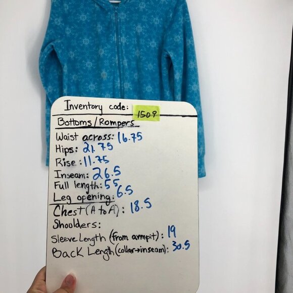 La Vie En Rose blue fleece onesie pajamas with zip-up closure & 1 slipper/sock M - Picture 13 of 14